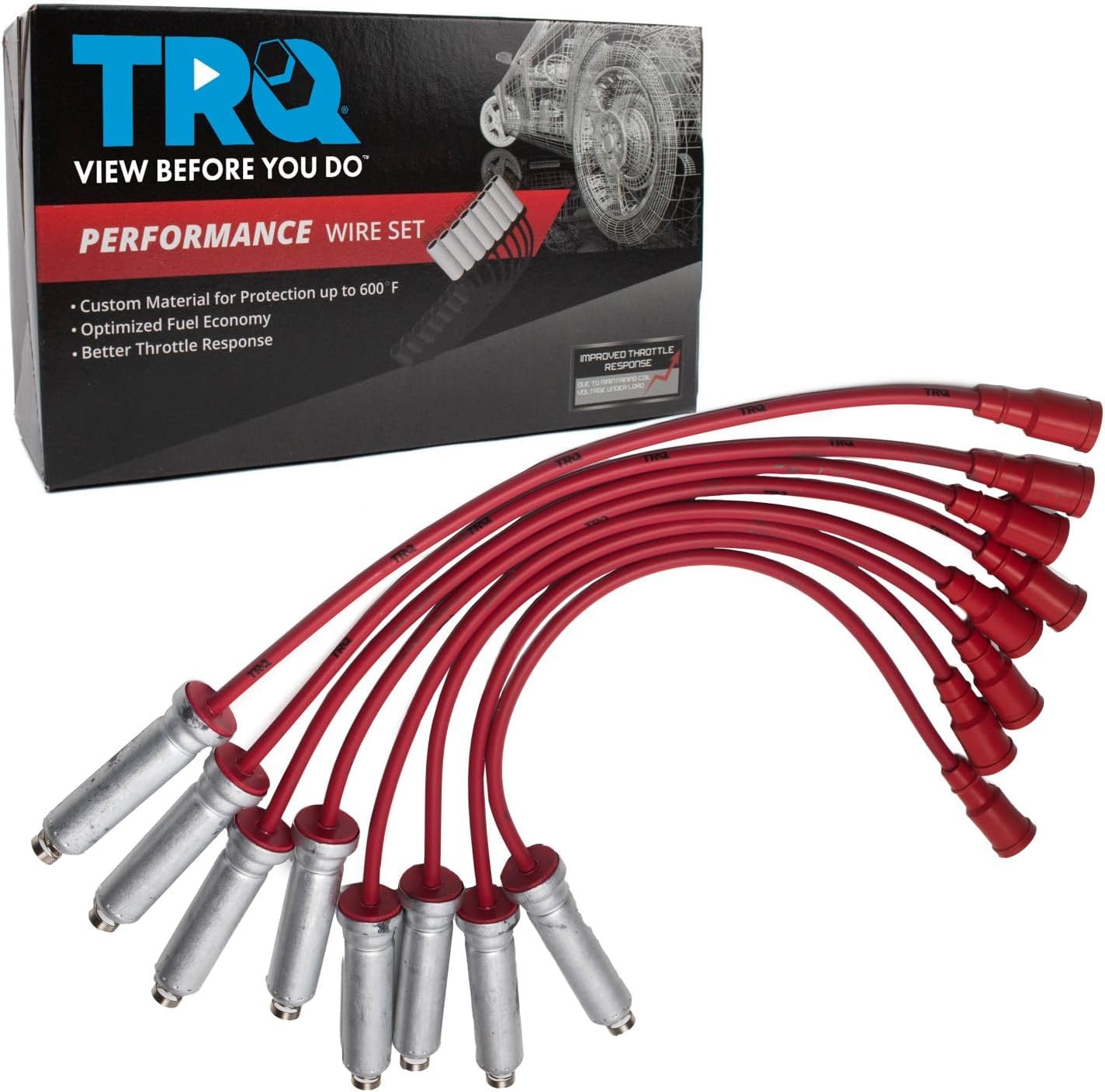TRQ Spark Plug Wire Set Compatible with 2017-2022 Ford F-250 Super Duty F-350 Super Duty