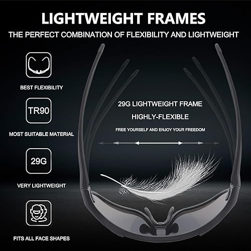 Miniatura 5 de OULAIQI Gafas de sol deportivas de ciclismo para hombres y mujeres con 1 o 3 lentes intercambiables, gafas de béisbol