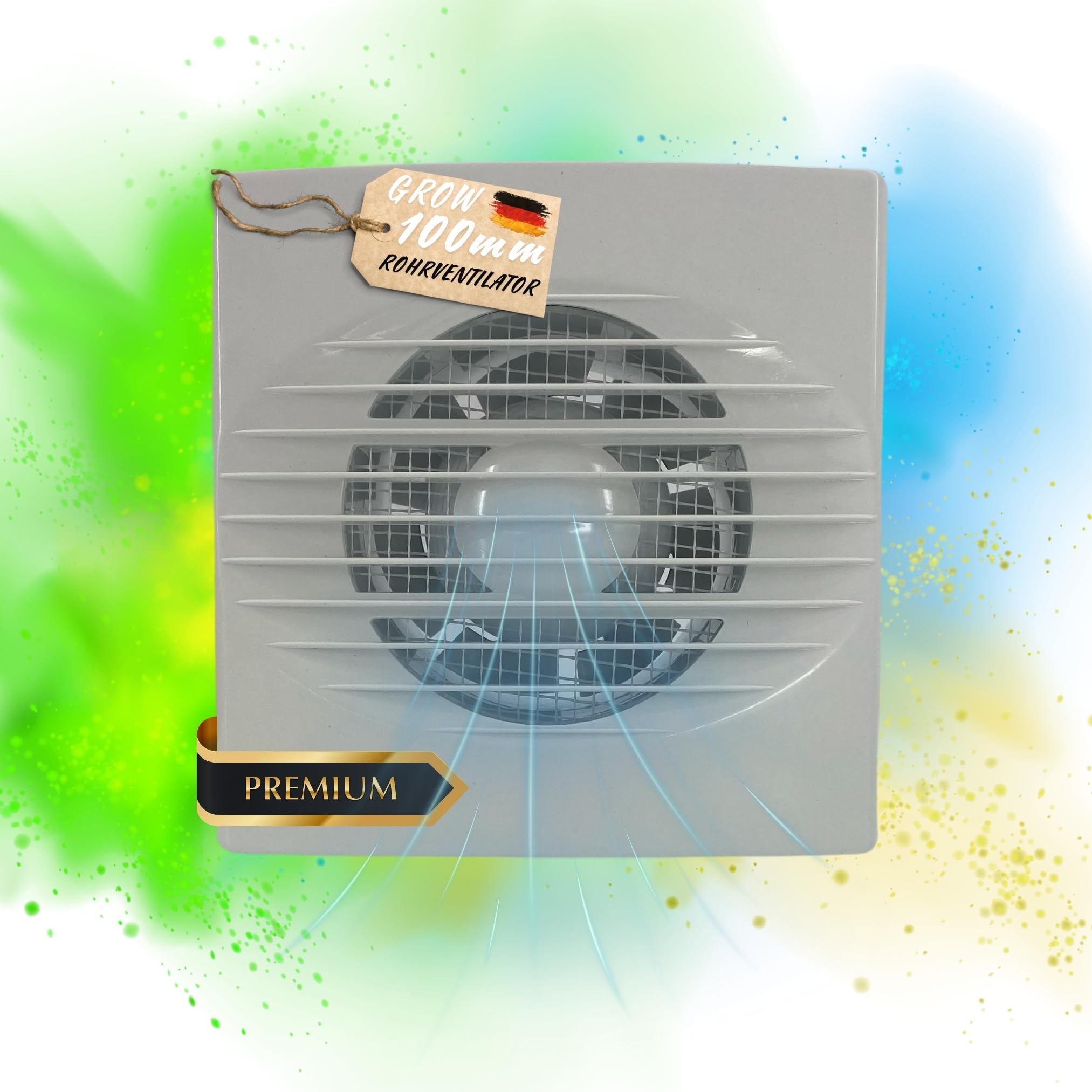 TronicXL Premium axiale buisventilator, 100 mm, stil, buisventilator, afvoerlucht/toevoerlucht, groeiventilator, ventilator voor Homebox Growbox, kweekkast