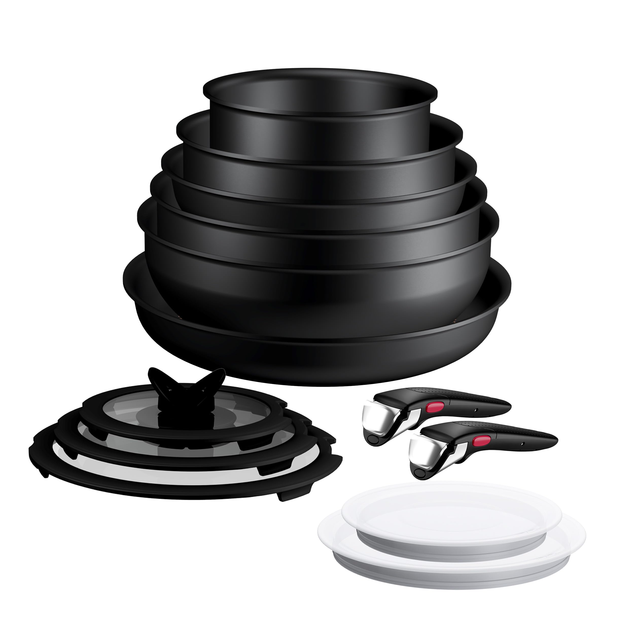 Tefal Ingenio Explore On 13-tlg. Kochgeschirr-Set, Fusion Core Antihaftversiegelung, stapelbar, platzsparend, Thermo-Signal, für alle Herdarten, sicherer Griff, mühelose Reinigung, Schwarz, P0009302