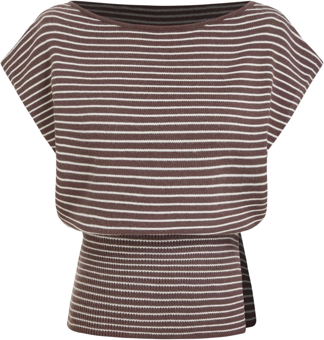 CIDER Womens Sweater Vest Striped Boat Neck Cap Sleeve Split Hem Fall Tank Tops Casual Outfits
