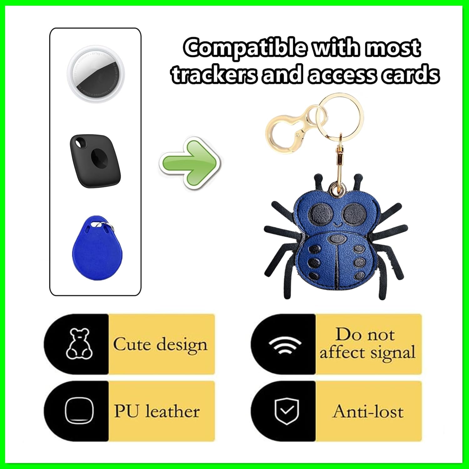 Leather Keychain holder Protective Case Compatible with Apple AirTag image 3