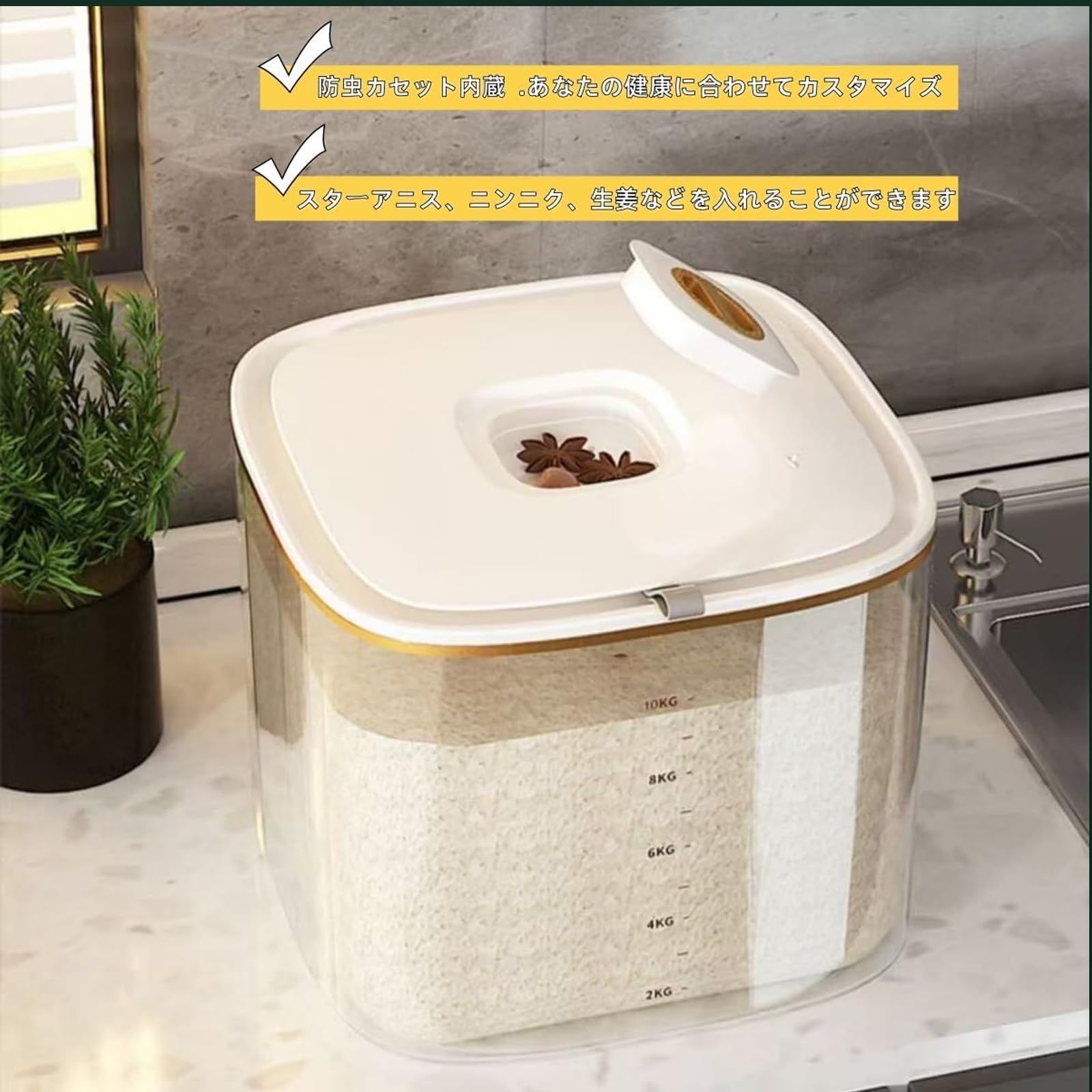 Amazon｜米びつ 10kg/20kg 米保管庫 真空米びつ 米 真空保存容器 穀物