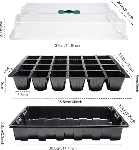 Miniatura 2 de ANGTUO Paquete de 5 bandejas de inicio de semillas para plantar 120 bandejas de germinación de plantas de células, kit de iniciación de plantas,