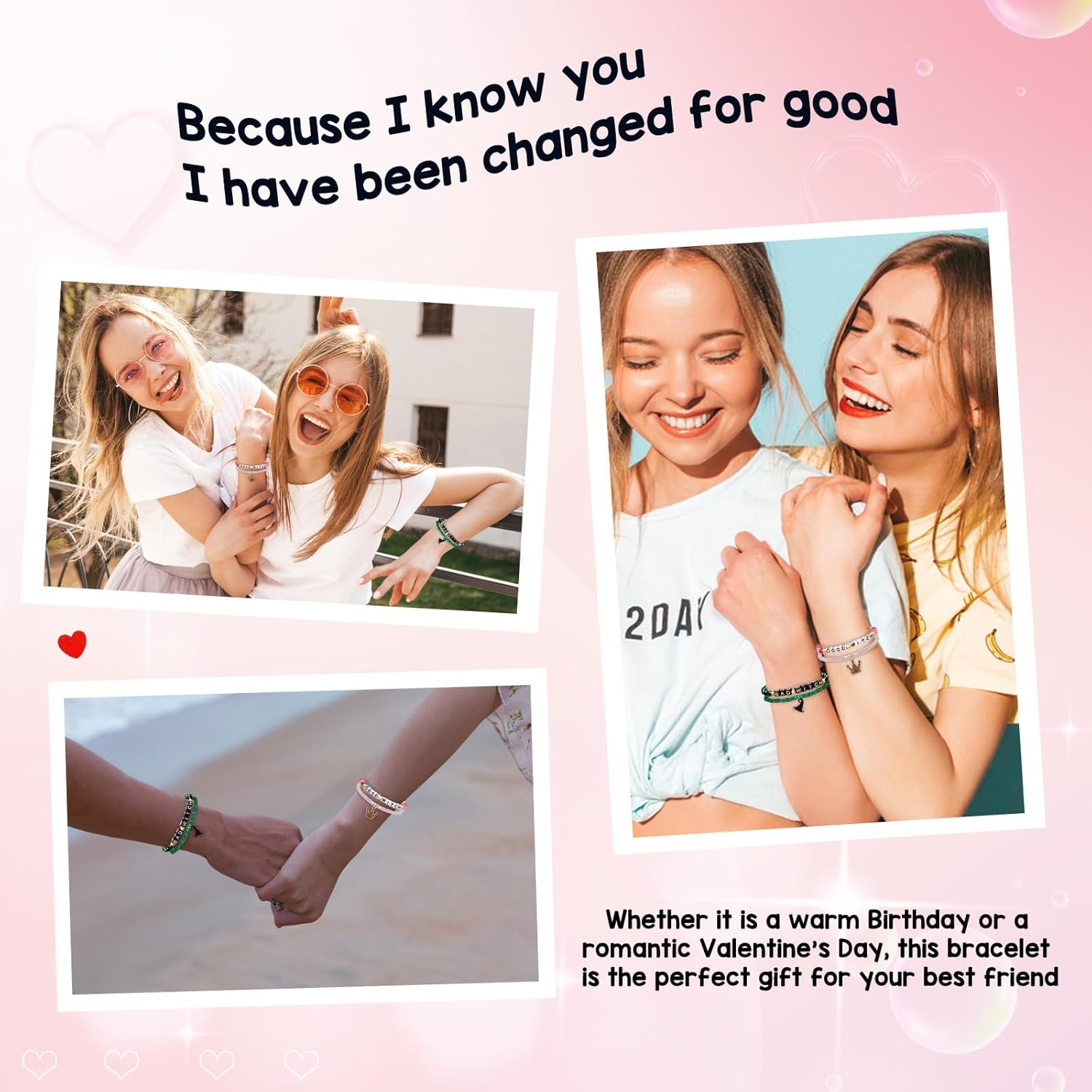 Artlunar Witch gifts Witch Bracelet Set Crown & Witch Hat Charm Enchanted Friendship Valentine's Jewelry Gifts for Her Teen Girls Mom Besties Sisters - Image 4