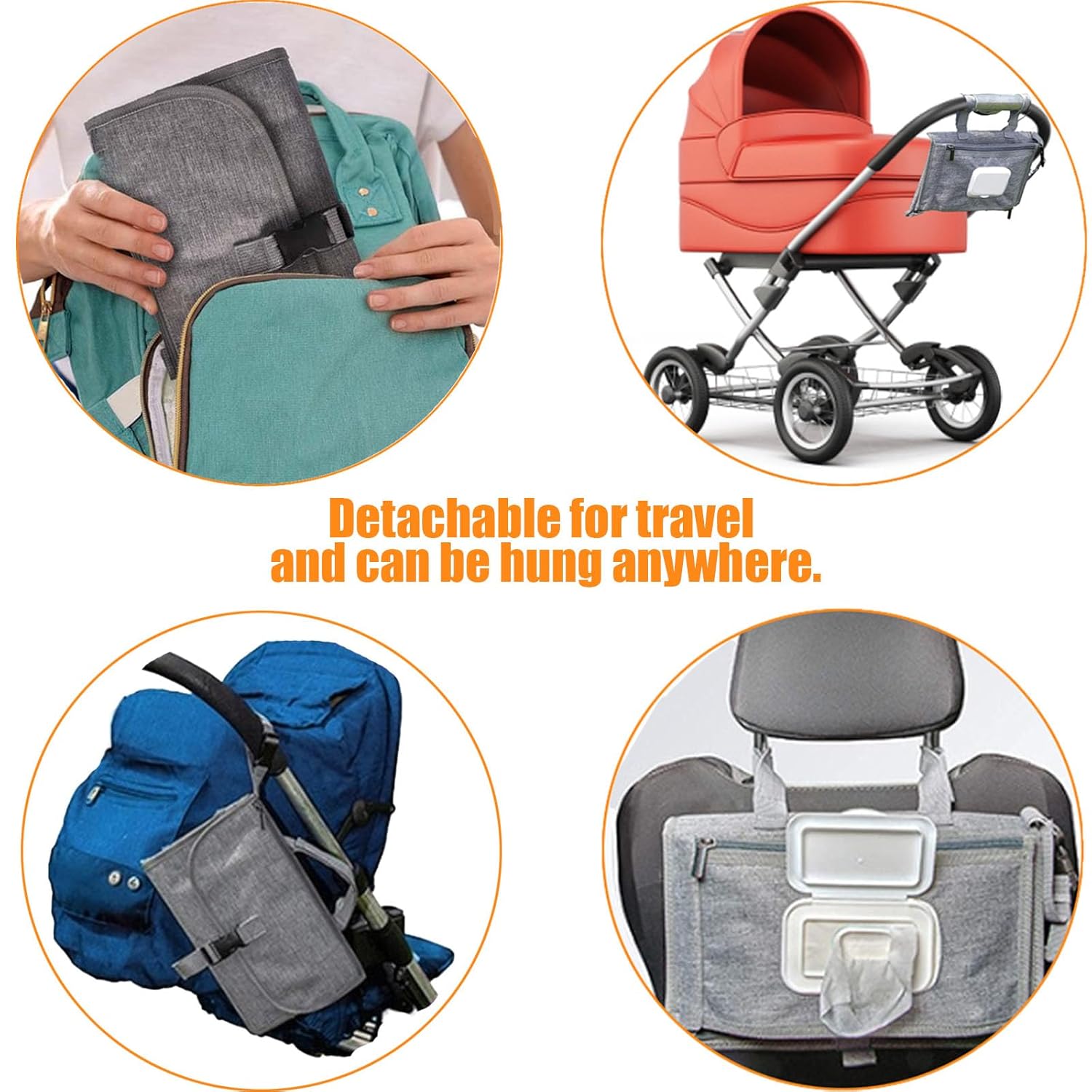 Portable Diaper Changing Pad for Baby - Waterproof Travel Changing Mat with Wipe Dispenser Pocket & Stroller Straps | Baby Registry Must Haves, Newborn Essentials & Baby Gift for Girls and Boys (Blue)