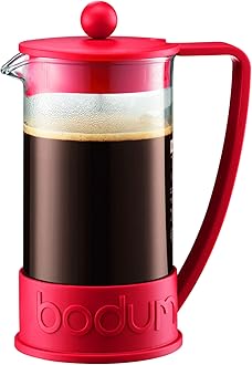 BodumBrazil French Press 1-Liter 8-Cup Coffee Maker, 34-Ounce, Black 34 Ounce Red 10938-294B
