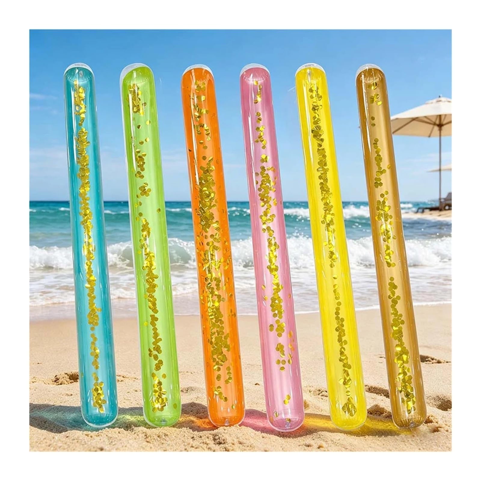 hinchables para Piscina Palos flotadores inflables for Piscina, Lentejuelas Transparentes con Purpurina, 1 Unidad