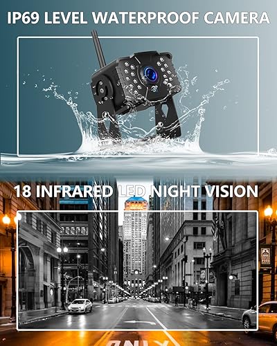 Miniatura 5 de FHD 1080P 2 - Sistema de cámara de respaldo digital inalámbrico para vehículos recreativos, remolques, camiones, autocaravanas, 5ª ruedas, 4 canales