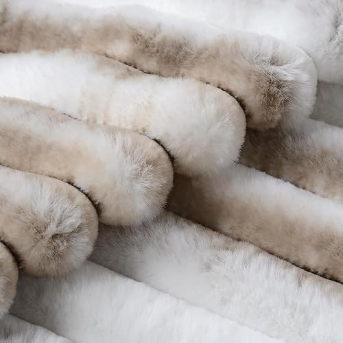 Miniatura 4 de Manta mullida de piel sintética a rayas súper suave para sofá cama, manta gruesa y cálida manta de felpa acogedora para mujeres, hombres y niños,