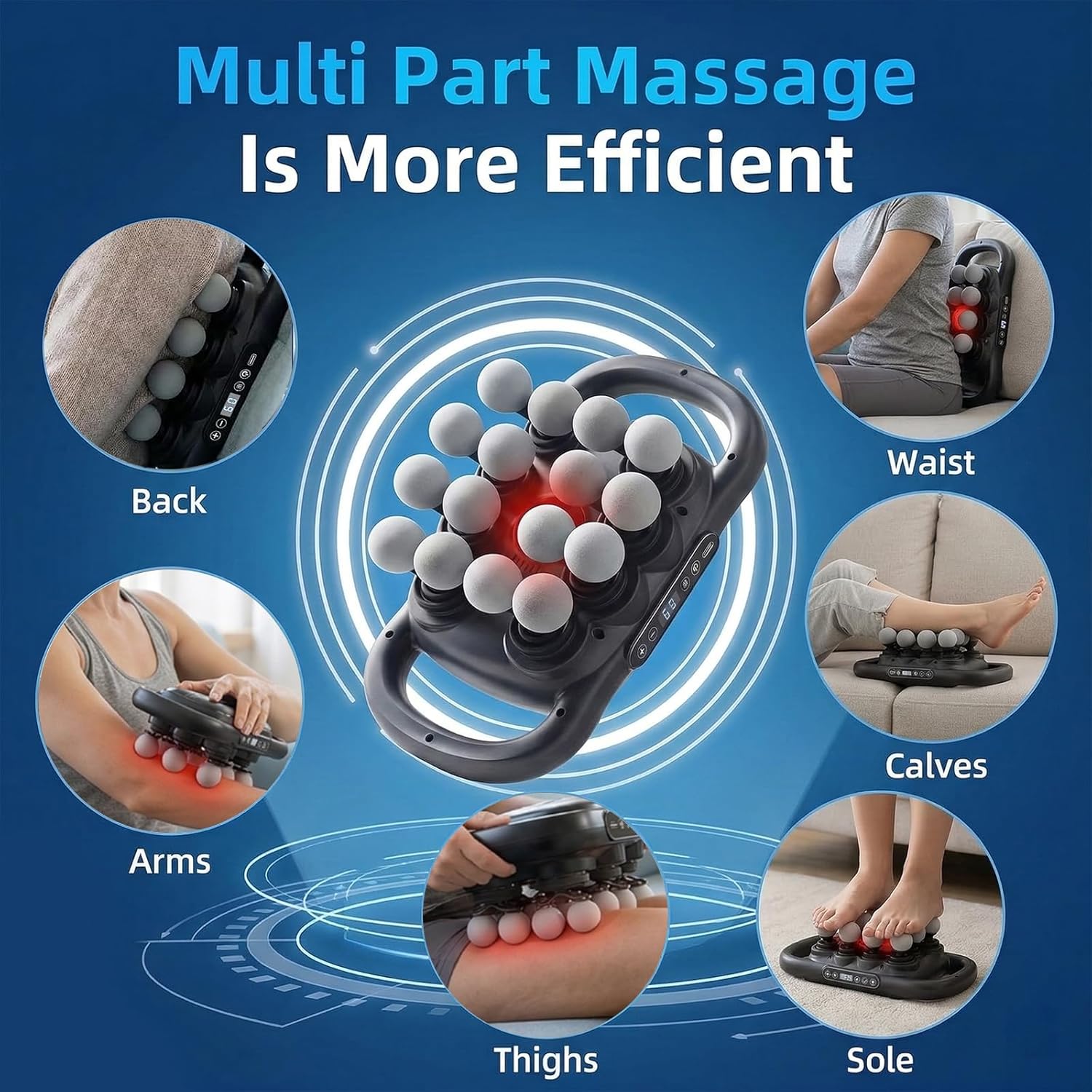 16-Head Massage Gun Deep Tissue, 9 Speeds & 9 Models Electric Percussion Muscle Massager, Quiet Portable Back Massager for Pain Relief, Relaxation for Back, Neck, Shoulders, Legs, Feet