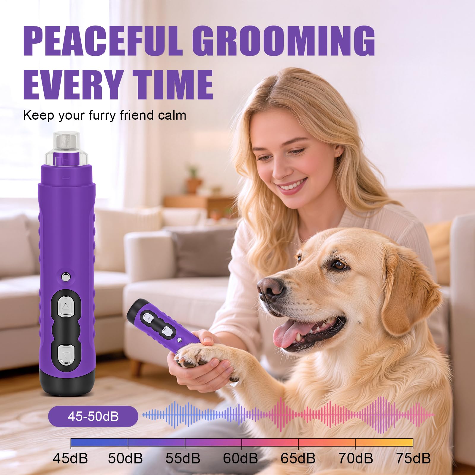 Best Dog Nail Grinder 2026 New 9-Speed Professional Quiet Painless Electric Drill Trimmers for Large Medium Dogs with Quick Sensor Guard, 2 LED Lights, 2000mAh USB Rechargeable - image 8