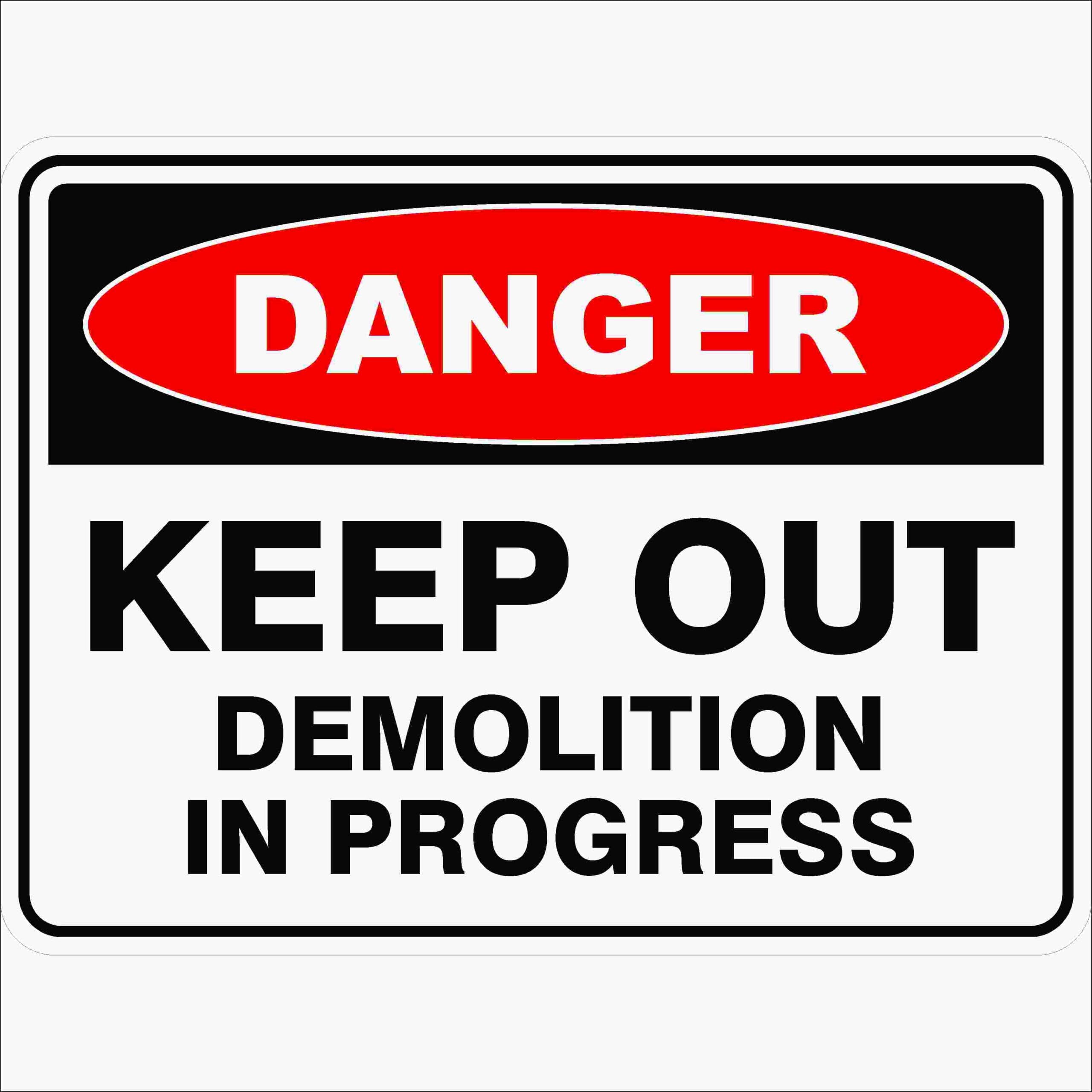 Keep Out Demolition In Progress Danger Signs, 12x8 Metal Tin Sign, warning for ongoing building demolition sites.