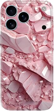 Apple iPhone 17 Pro Max ile Uyumlu Pembe Elmas Temalı Desenli Darbe Emici Silikon Kılıf