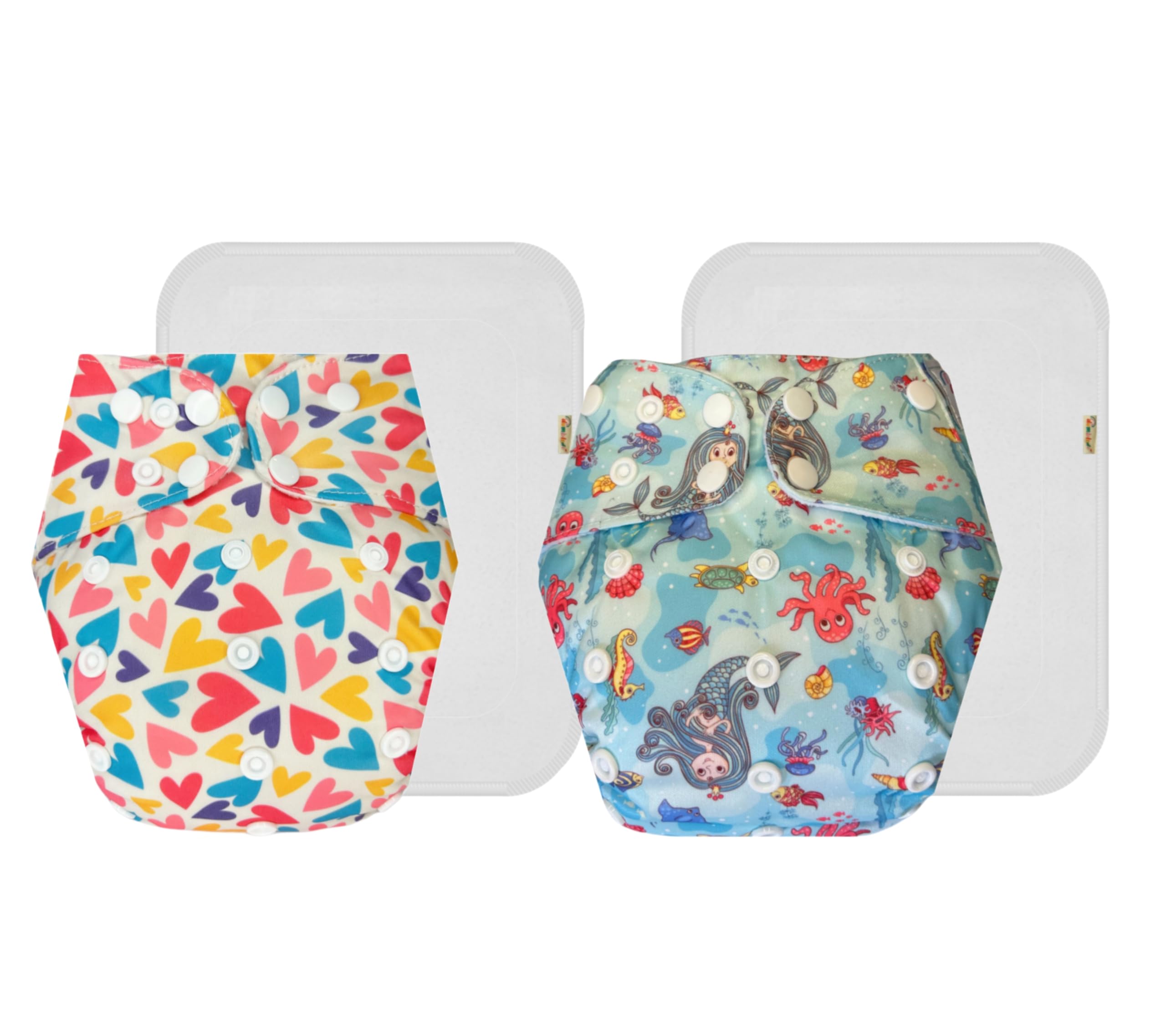 Dumbledo Premium Cloth Diaper with Cotton Insert (Pack of 2) | Snug Fit | Leakproof | Adjustable Snaps | Worry-Free Diapering | 3 Months – 3 Years | Unisex Baby