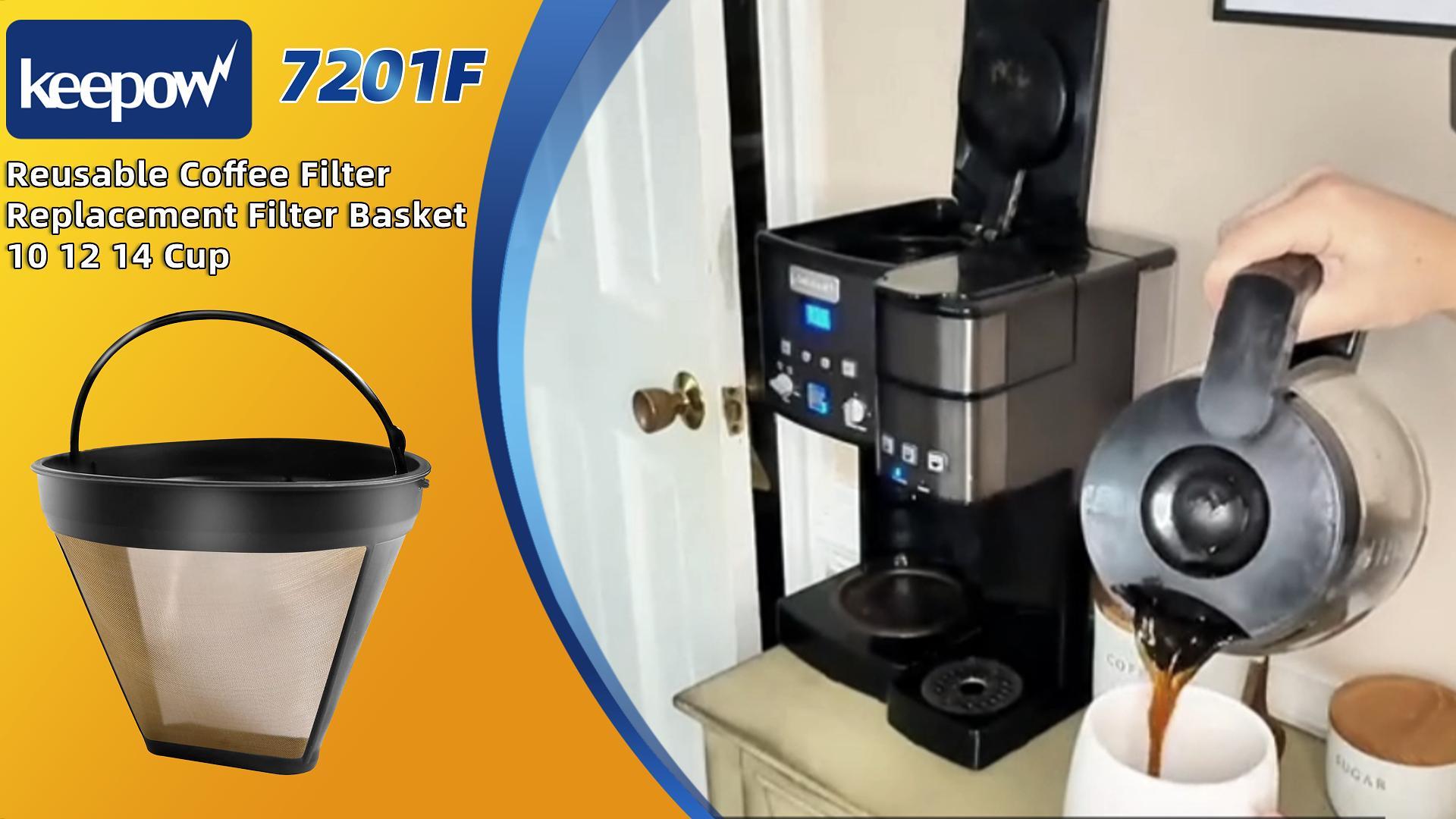 Amazon.com: KEEPOW Reusable Coffee Filter Replacement 14 cup Compatible  with Cuisinart DCC-3200 DCC-1200 Coffee Maker, Gold Tone Coffee Filter  Basket 10 12 14 Cup, 1+6: Home & Kitchen