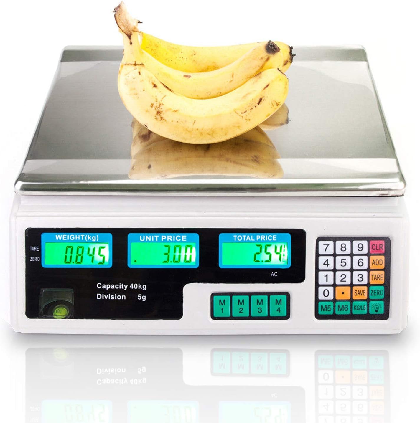 88LB 40KG Electronic Price Computing Scale | Digital Deli Food Produce Weight Scales Counting Equipment with LCD Display for Retail Outlet Store, Kitchen, Restaurant, Food, Meat, Fruit (White)