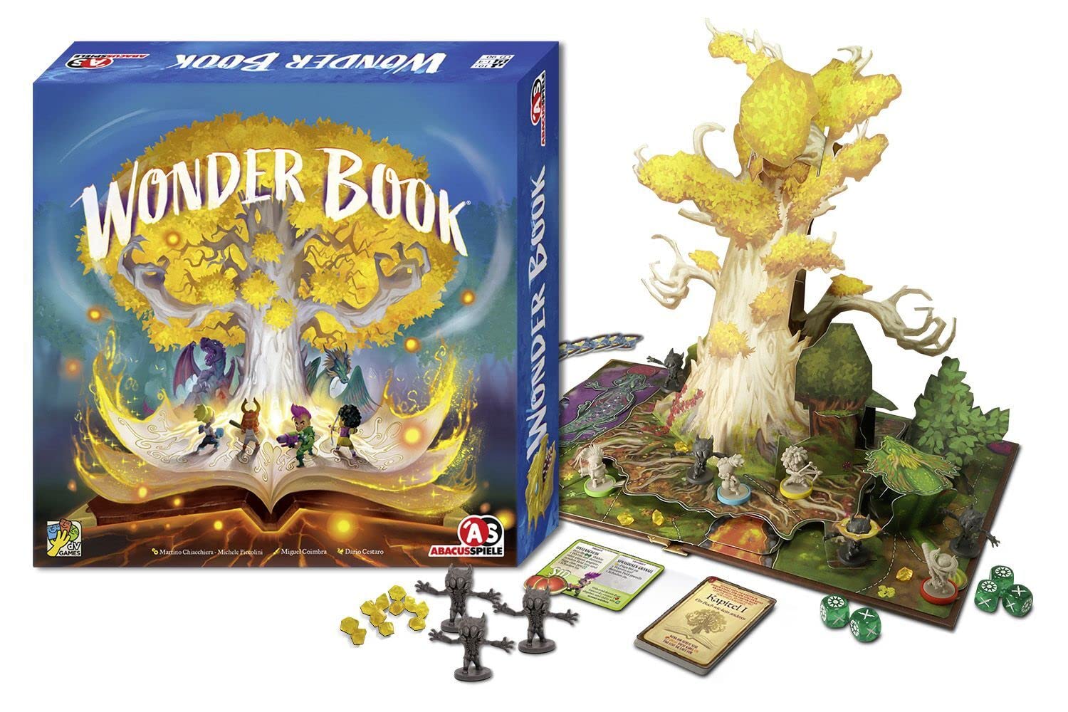 ABACUSSPIELE 33211 Wonder Book Pop up - Libro de jugadas para Toda la Familia, Color Amarillo
