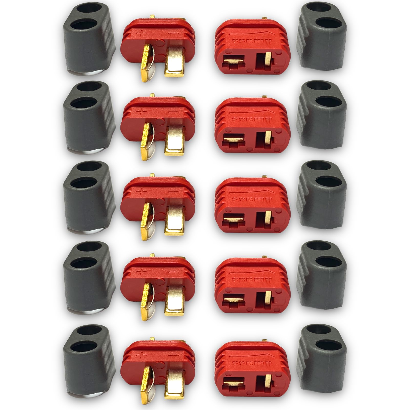 10 Pairs 2 Pin Amass T Connector Deans T-Plug T-Dean Male and Female T Connector with Caps for Model Making RC LiPo Battery