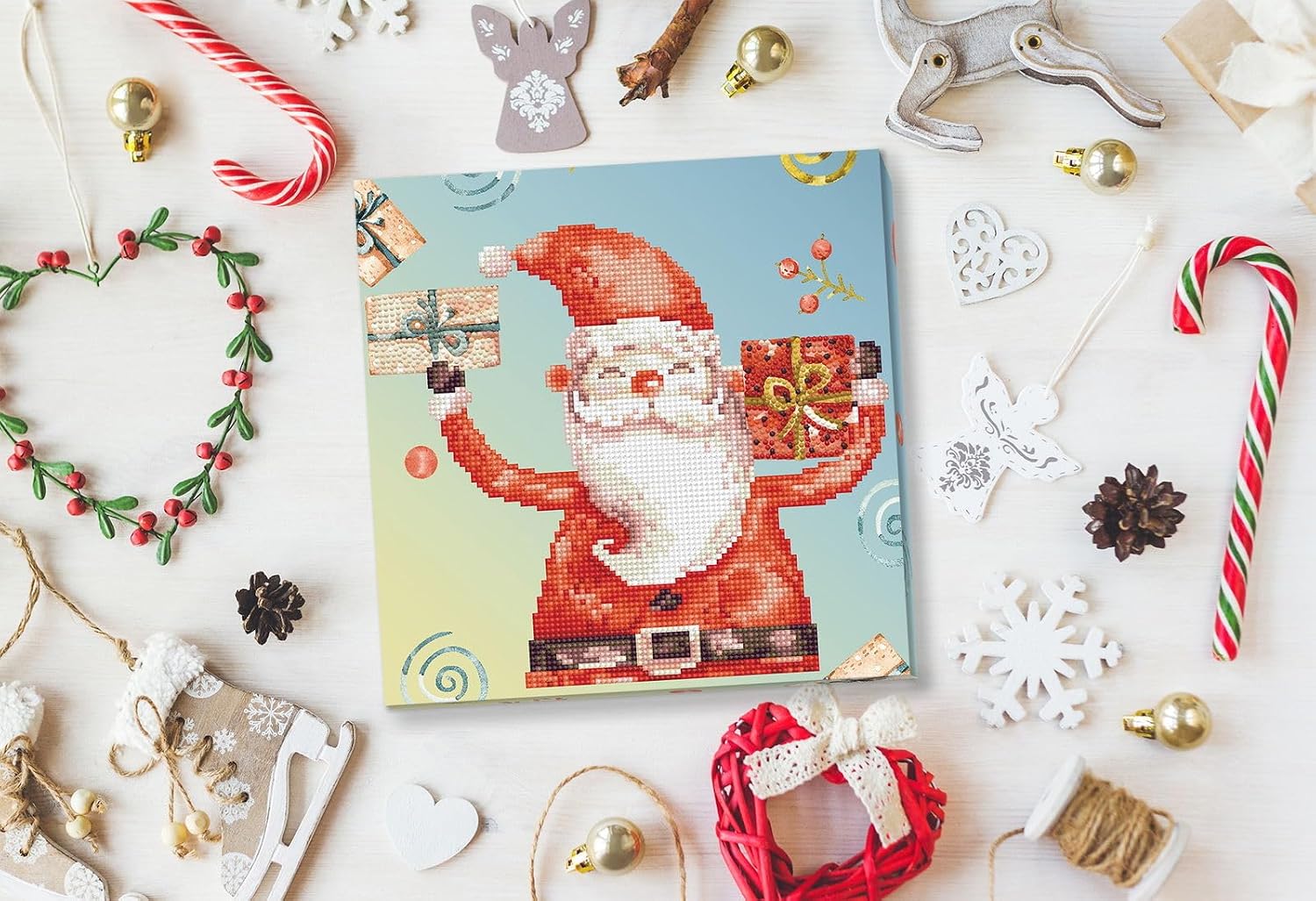 DIAMOND DOTZ Santa Cheer Dotz Box Christmas Diamond Painting Kits for Adults - Diamond Art Kits a Relaxing Creative Craft Kit with Dotz Gems 11"x11"