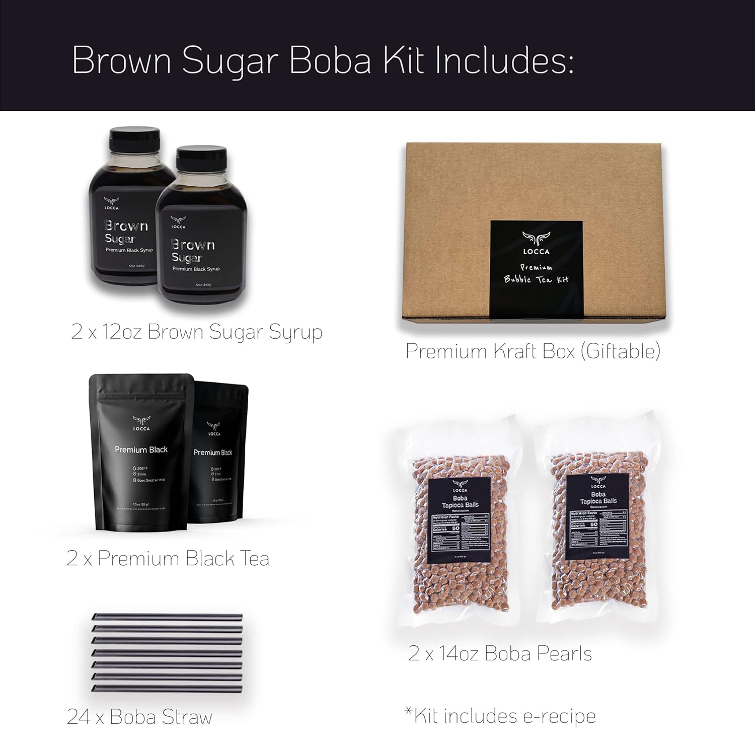 Buy Brown Sugar Boba Tea Kit with Boba Pearls Brown Sugar Syrup