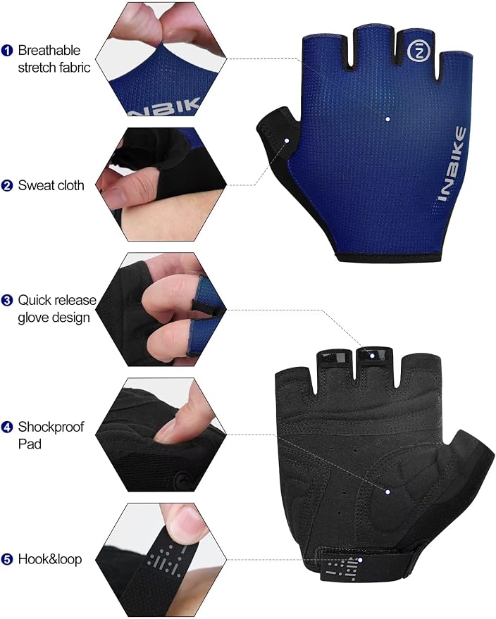 Guantes de ciclismo INBIKE sin dedos, absorbentes de impacto miniatura 2