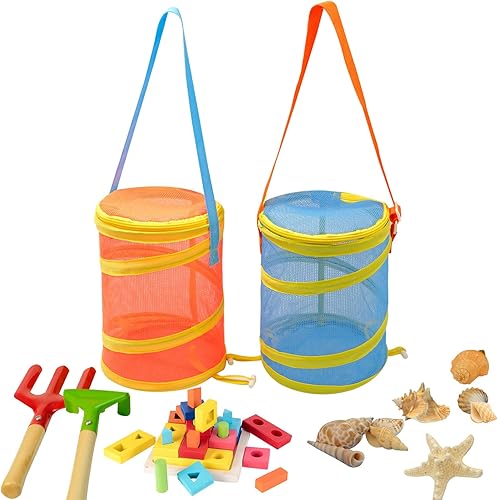 Miniatura 8 de Paquete de 4 bolsas de almacenamiento de malla extra grandes con cremallera para juguetes (11.8 x 9.8 x 5.2 pulgadas), organizador de almacenamiento