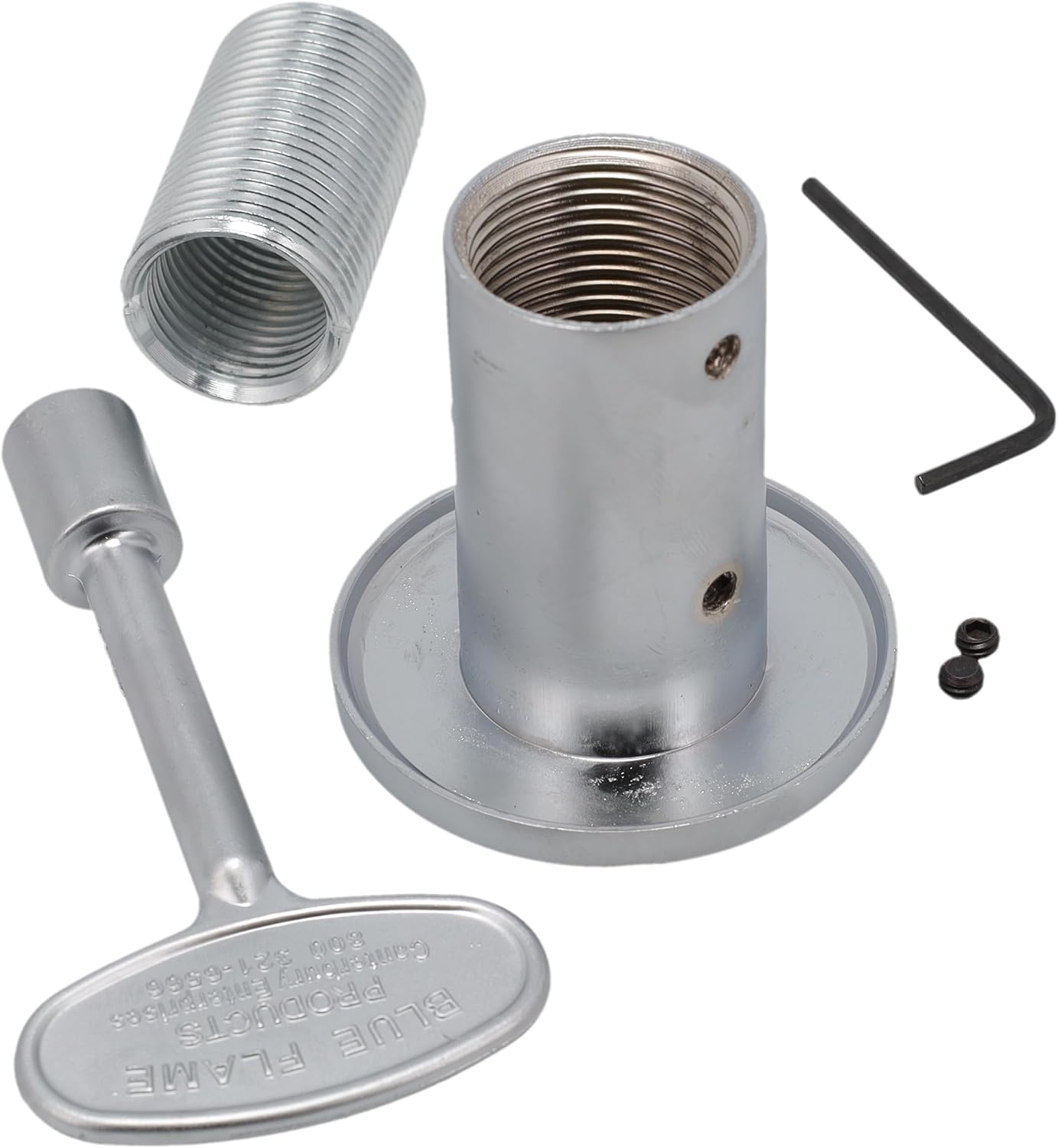 Supplying Demand LLFLGKIT-SC Fireplace Fire Pit | Log Lighter Gas Valve Kit with Universal Flange and 3” Key Satin Chrome