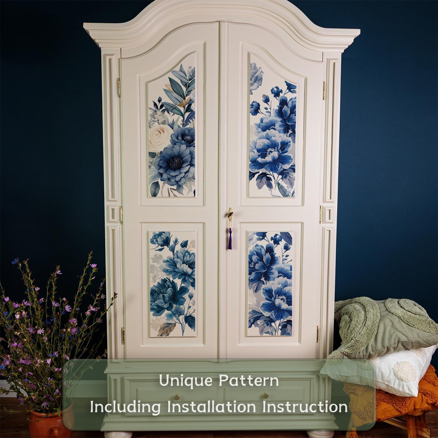 Floral Rub on Transfer for Furniture Wood Glass DIY