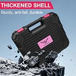 JENABOM Tool Set, 12V Pink Cordless Drill Set, Home Tool Kits for Women | 3/8" Keyless Chuck, LED Light,Rechargeable Battery, Hand Drill Set for Home DIY (151pcs)