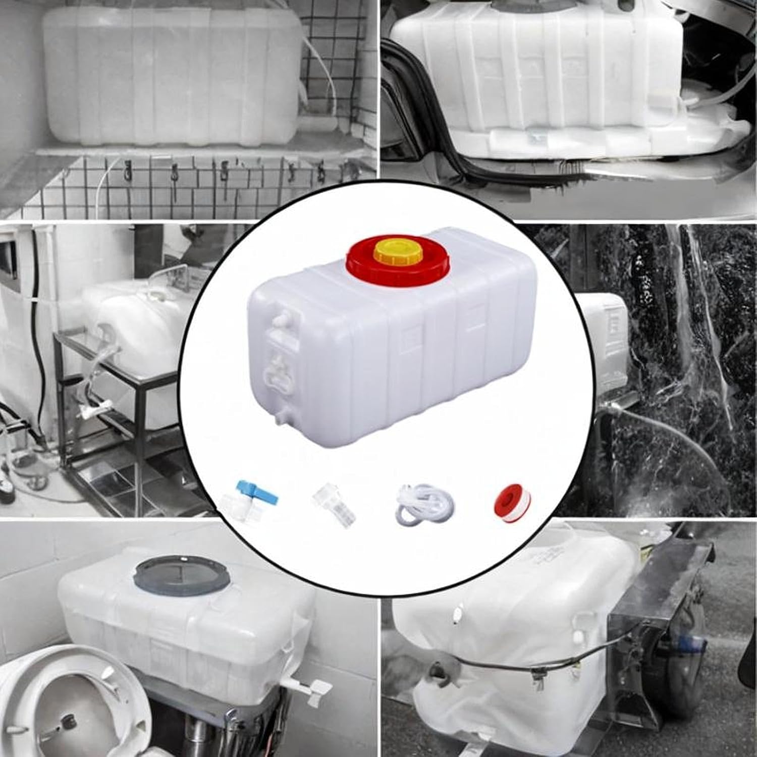 pistro Portable Horizontal Water Container Kit Leakproof Camping Jug for Picnic Fishing Hiking Travel Driving- Double Lid 100L