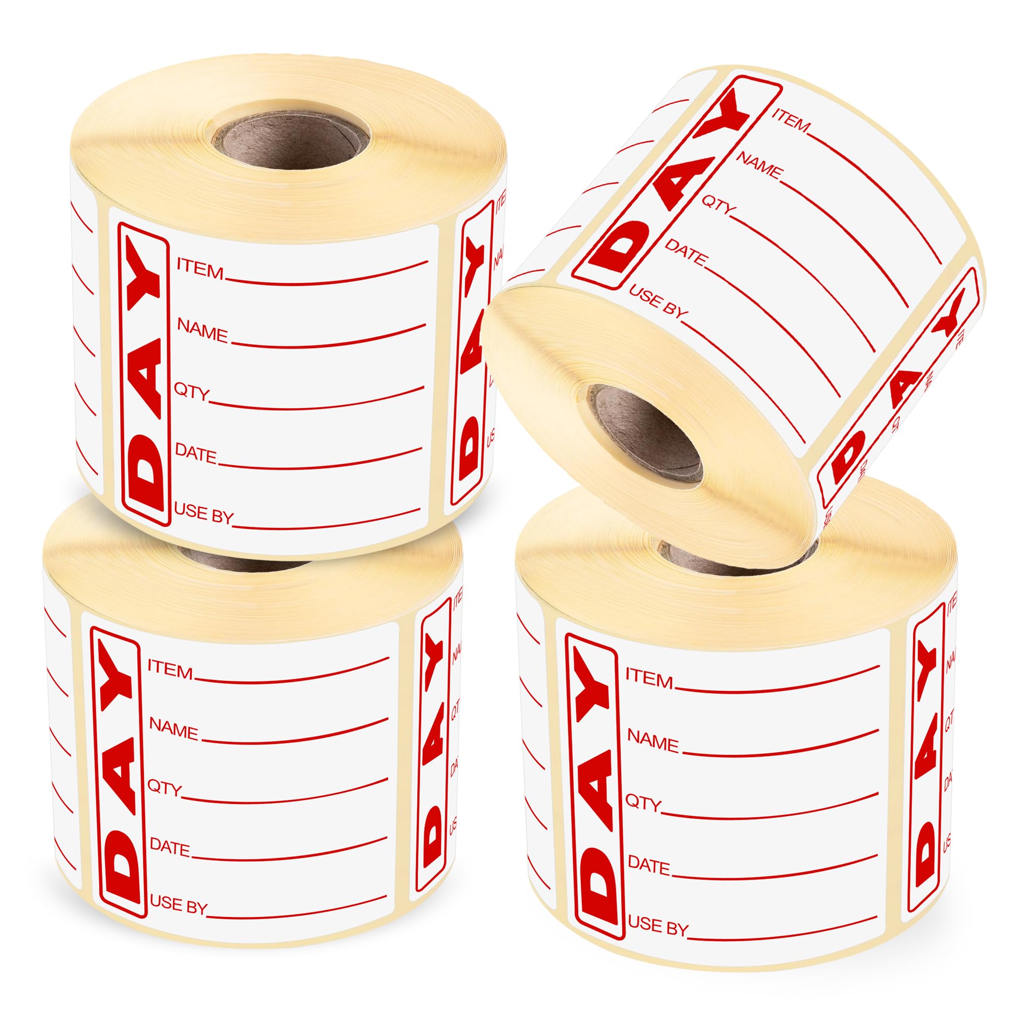 G4GADGET 4-Pack Yellow “Use By” Food Labels – 500 Labels Per Roll – 2000 Writable Stickers (50x75mm) – Adhesive Prep Tags for Meal Services, Restaurants & Storage