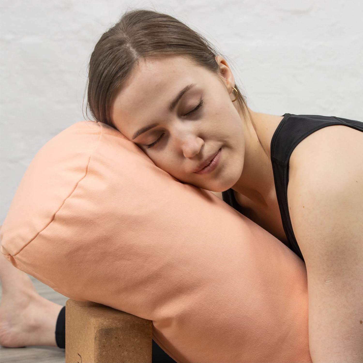 Myga Yoga Bolster Pillow - Yoga Support Cushion with Natural Buckwheat Filling - Removable Washable Cotton Cover & Carry Handle