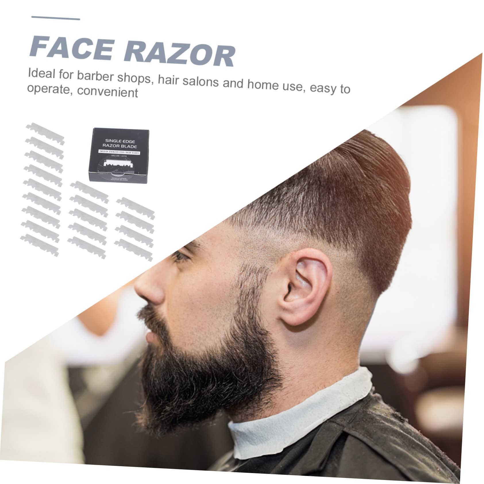 300 Pcs Razor Blade Half Face Razor Stainless Steel Cutter Blades for Shaving Steel Face Cutter Manual Face Razor Household Shaving Manual Face Cutter Barber Face Cutter