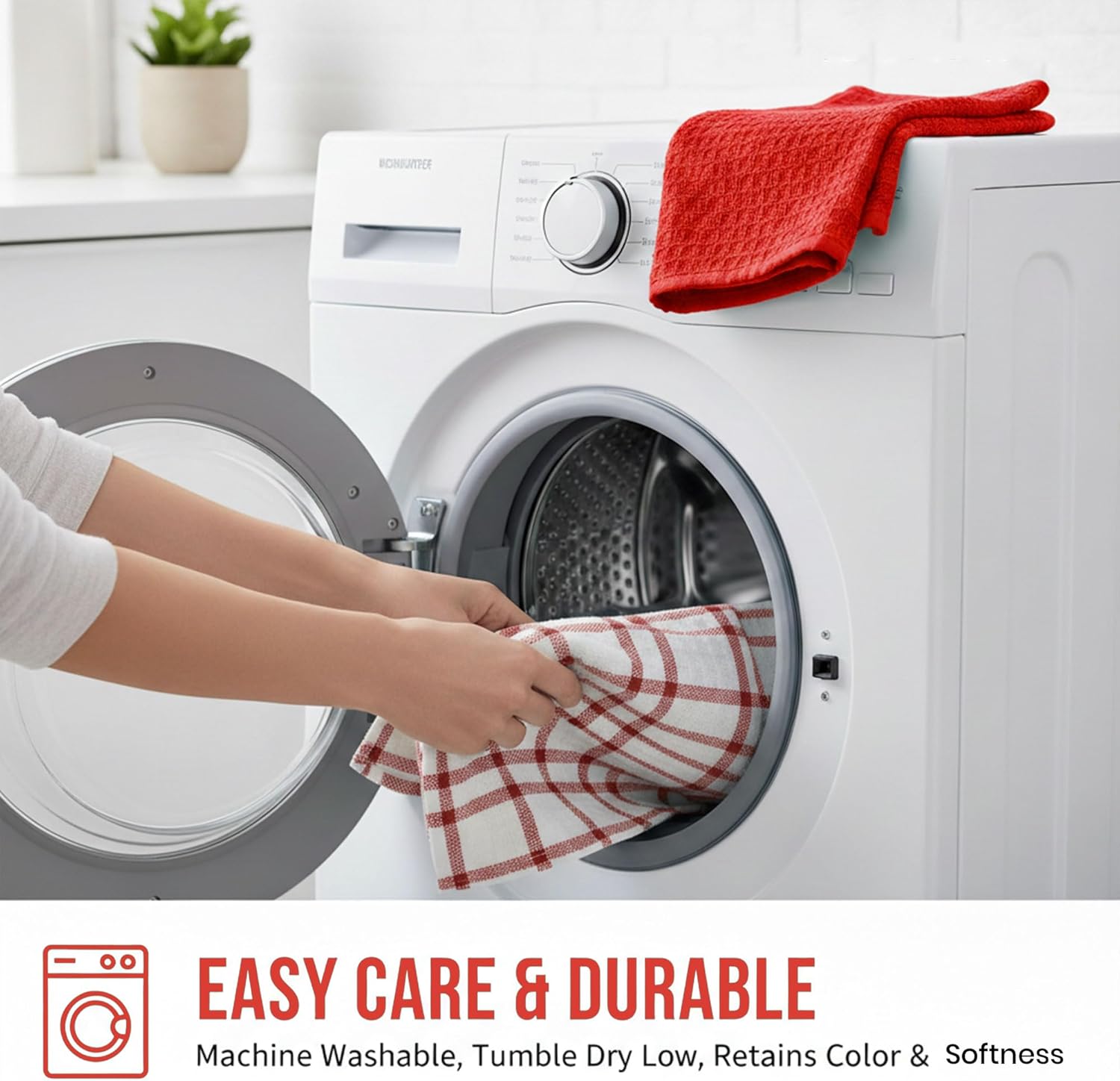 GOLD TEXTILES Kitchen Towels 6 Pack Premium 100% Cotton Dish Towels for Kitchen (15 x 25 Inches) Super Soft & Absorbent Kitchen Hand Towels for Drying Dishes, Cleaning - Reusable and Washable (Red) - Image 6