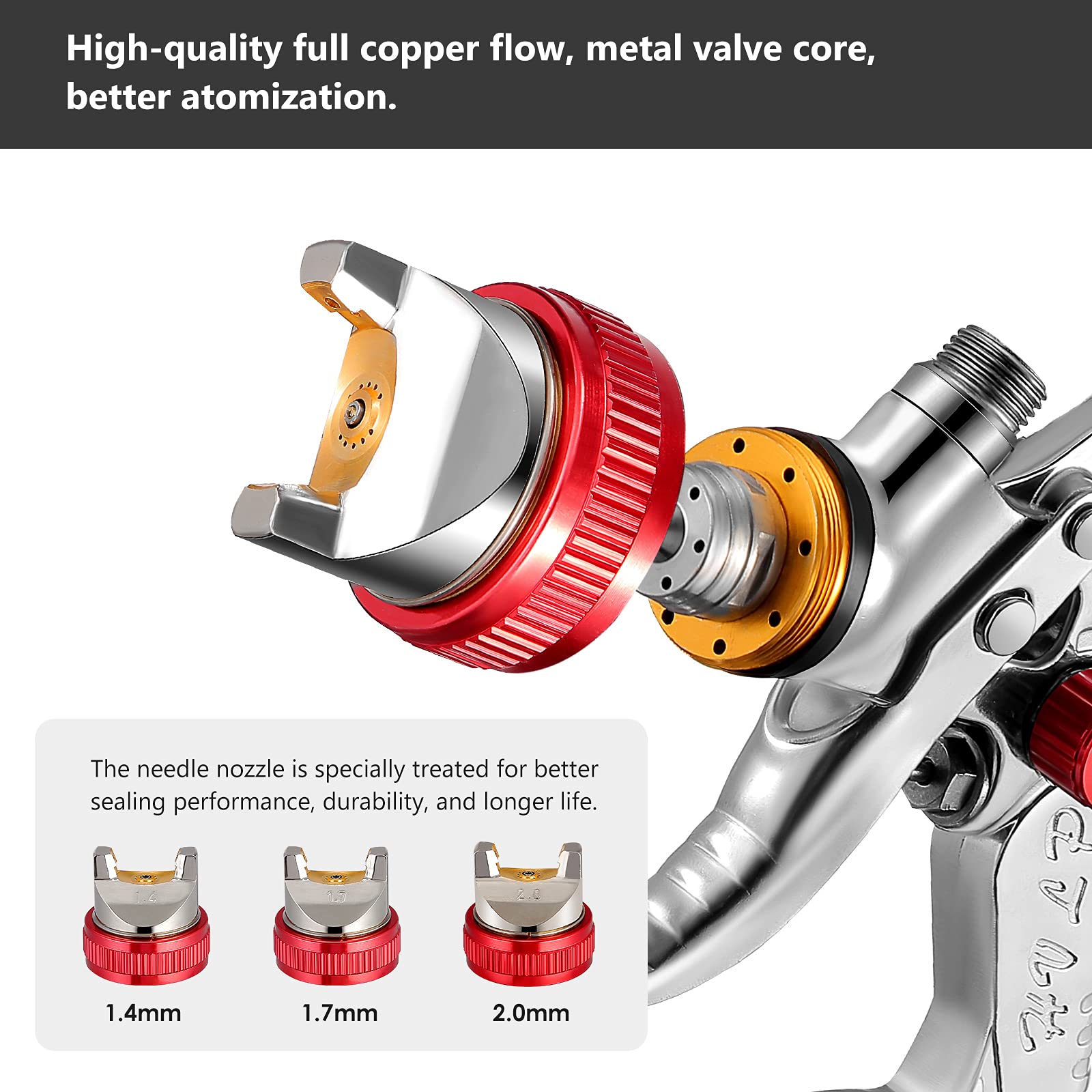 KKTECT Paint Spray Gun HVLP Gravity Feed Air Spray Gun Car Furniture