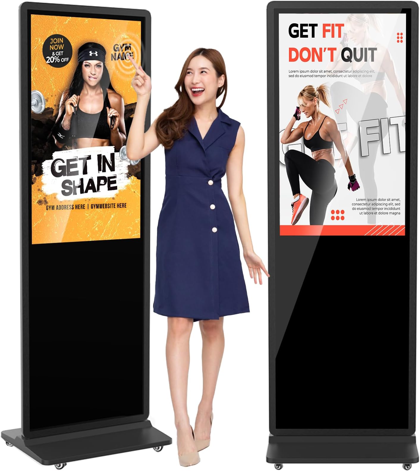 37 inch Indoor Digital Signage Touchscreen IPS Floor Standing Digital Kiosks Interactive Displays with WiFi HDMI/USB Input Auto AD Player, Android OS Black
