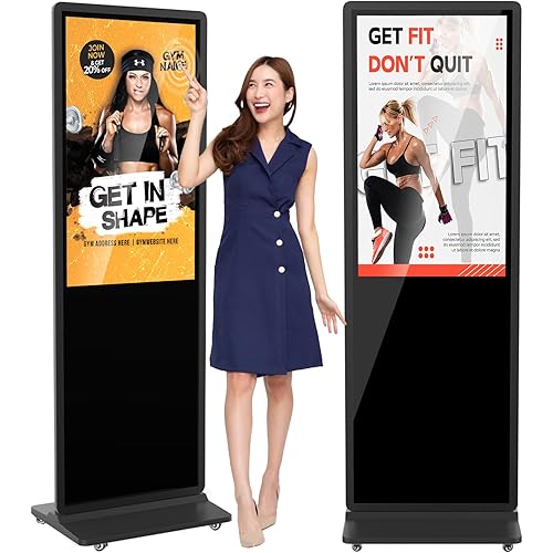 37 inch Indoor Digital Signage Touchscreen IPS Floor Standing Digital Kiosks Interactive Displays with WiFi HDMI/USB Input Auto AD Player, Android OS Black