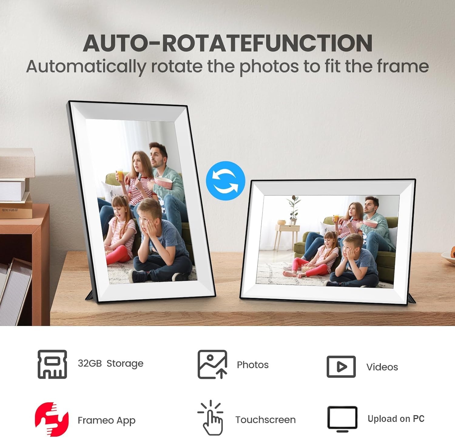 Frameo Digital Picture Frame 10.1 Inch Smart WiFi Digital Photo Frame, IPS Touch Screen, 32GB, Electronic Slideshow, Load from Phone App, Auto-Rotate, for Grandparents & Mothers Day - Image 4