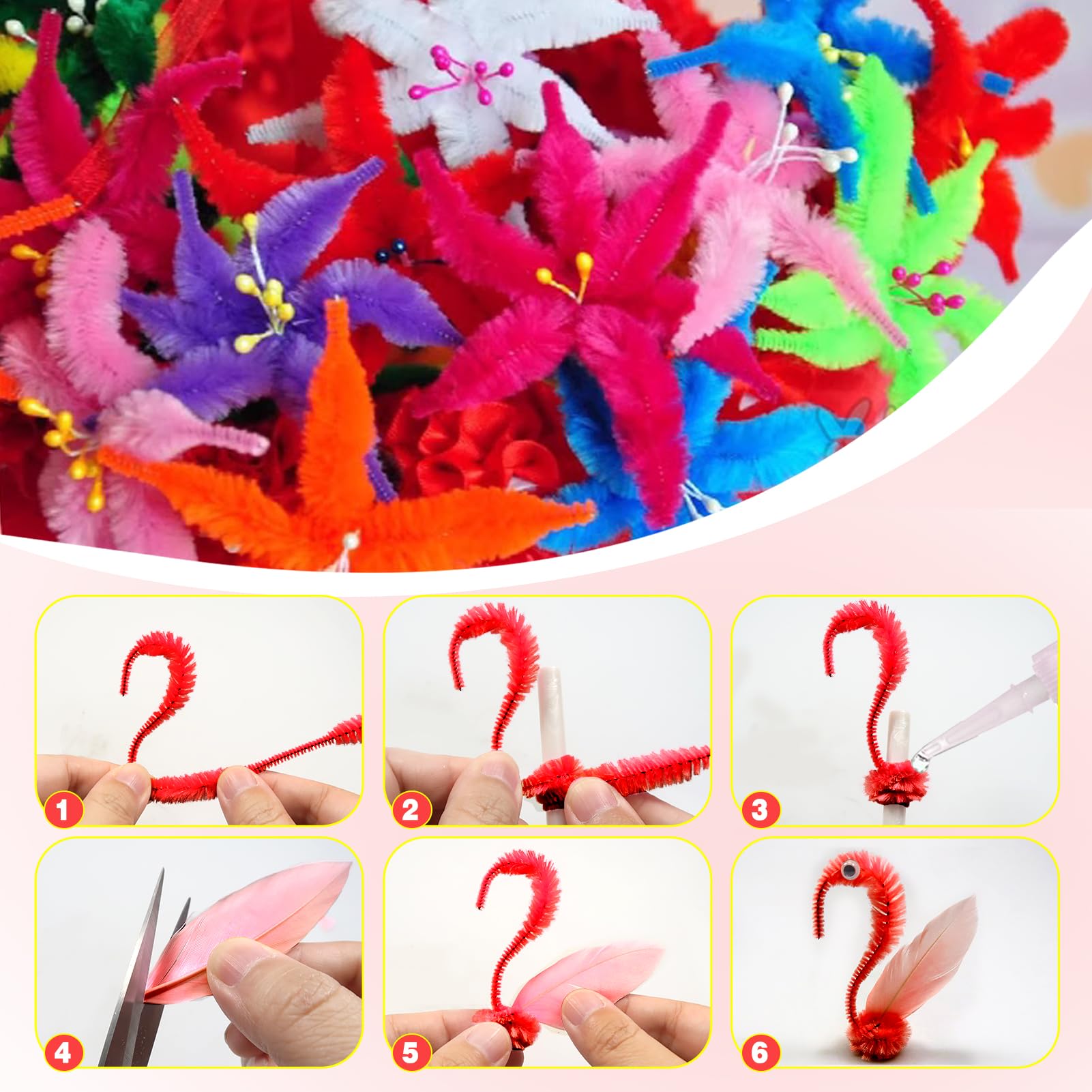 Chenilles Pipe Cleaners Fuzzy Bump - Pack De 100, Couleur Rouge