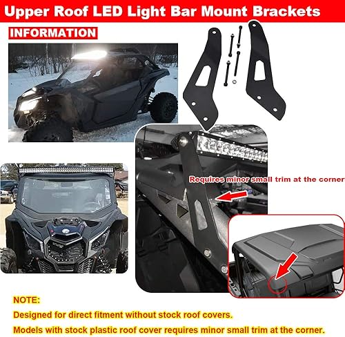 Miniatura 6 de Barra de luz LED curvada todoterreno de 52 pulgadas, 288 W, haz combinado de inundación y soportes de montaje para parabrisas de techo superior con