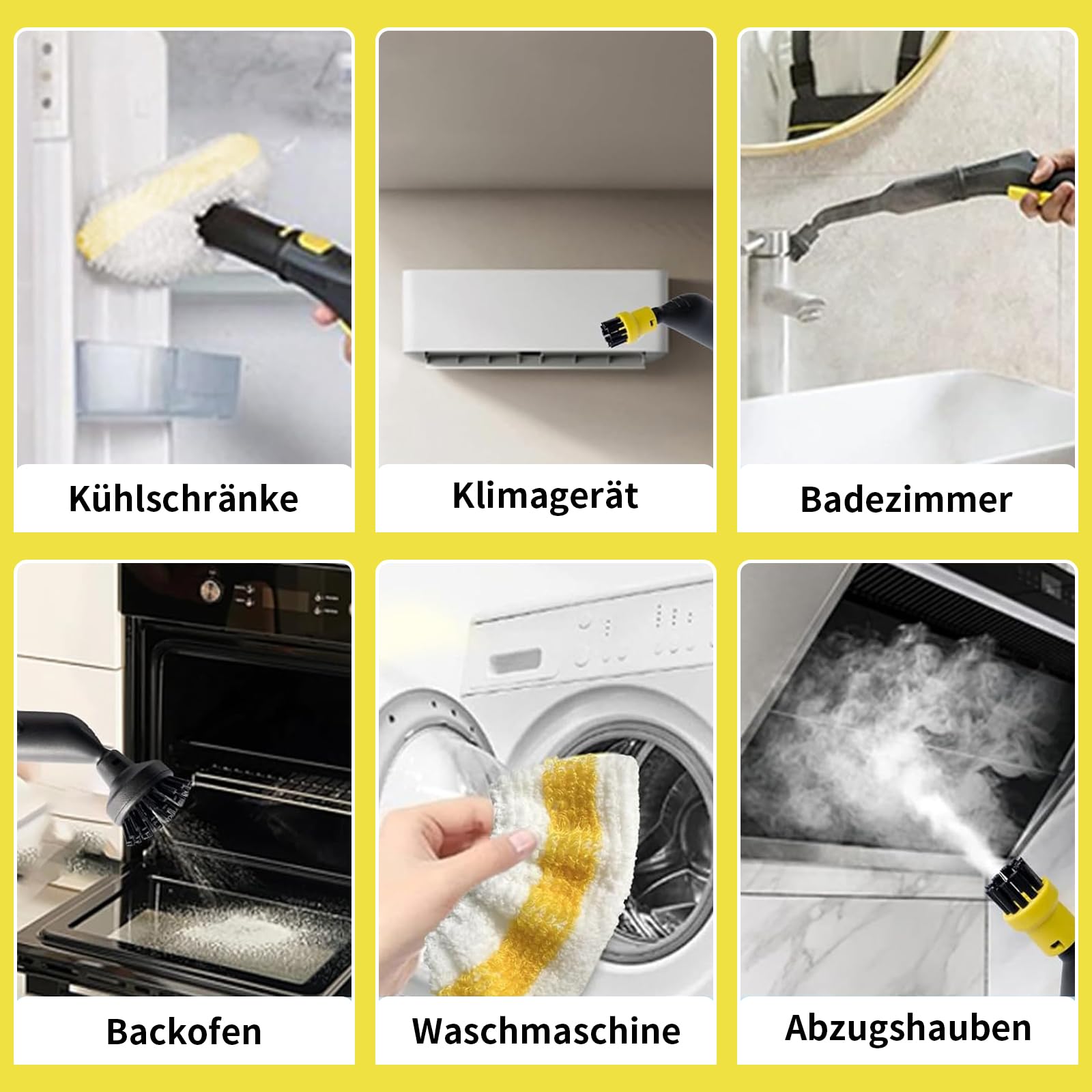 Lot de 11 Accessoires pour Nettoyeur Vapeur Kärcher SC1 SC2 SC3 SC4 SC5 Accessoires, avec brosse ronde, brosse plate, buse incurvée, brosse à vapeur manuelle, grande brosse ronde, housse de chiffon