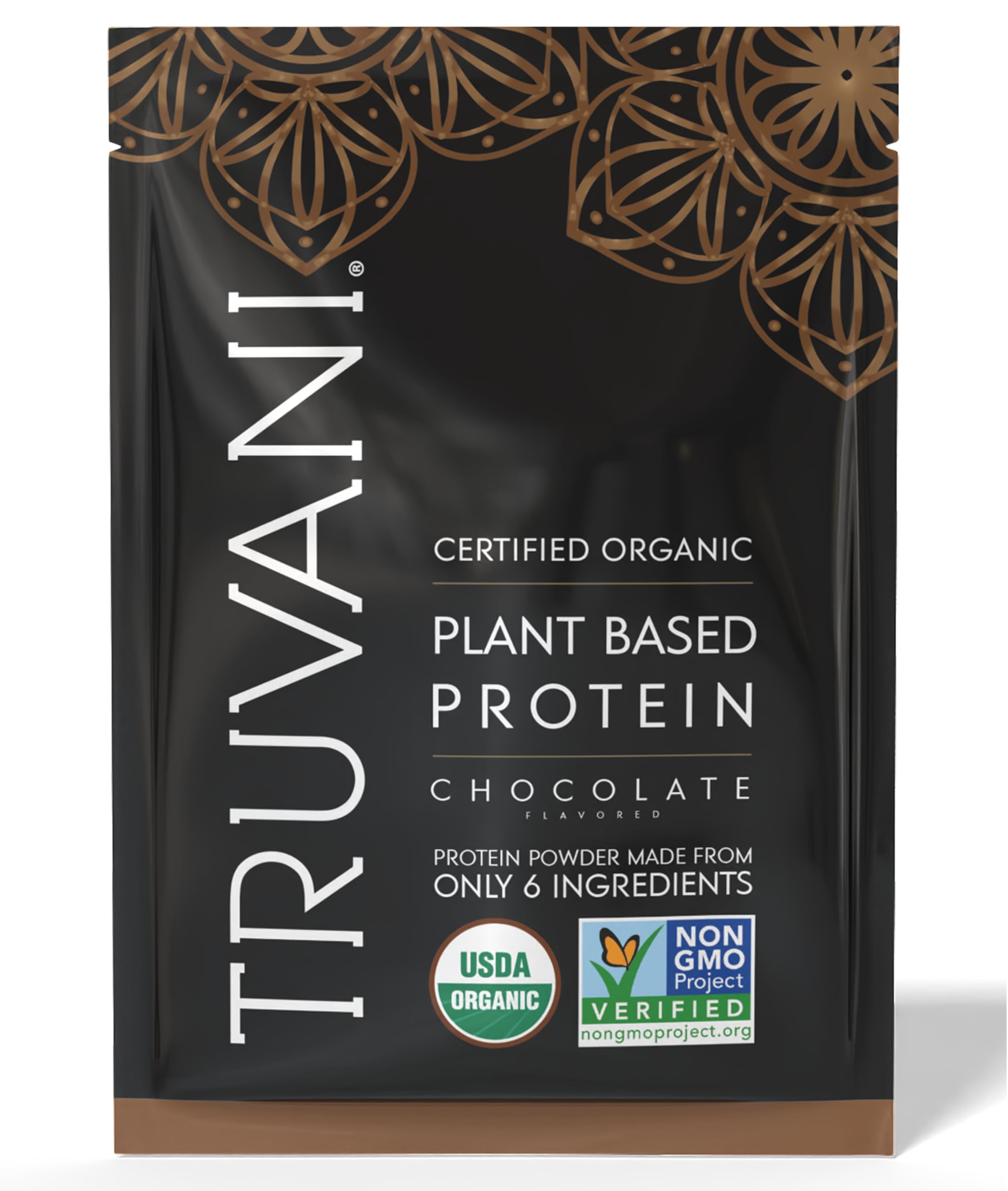 Truvani Vegan Pea Protein Powder | Chocolate | 20g Organic Plant Based Protein | 1 Serving | Keto | Gluten & Dairy Free | Low Carb | No Added SugarUSDA Organic