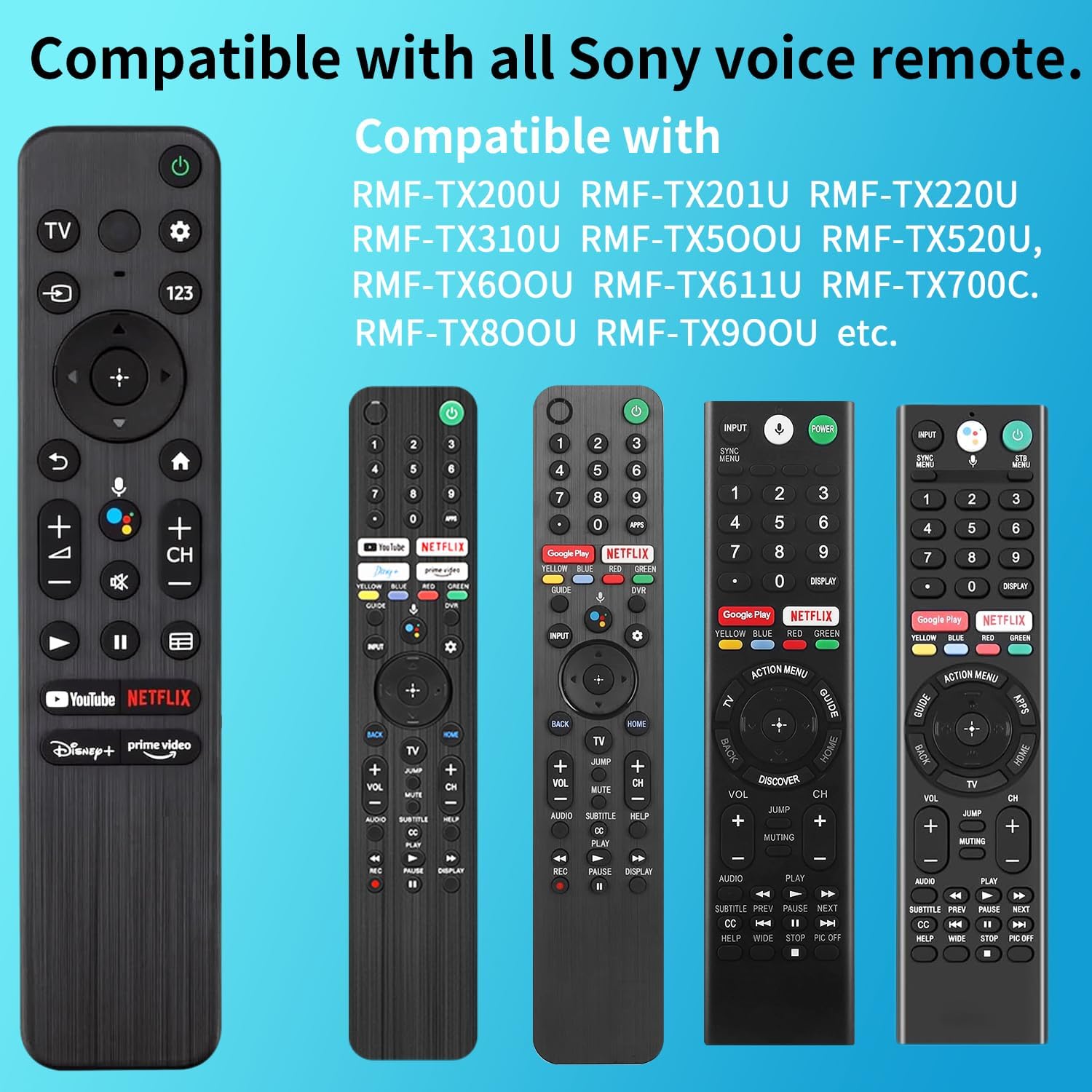 Voice Remote for Sony Smart TVs,Replacement Remote Control for Sony Bravia 4K UHD LED/LCD TVs