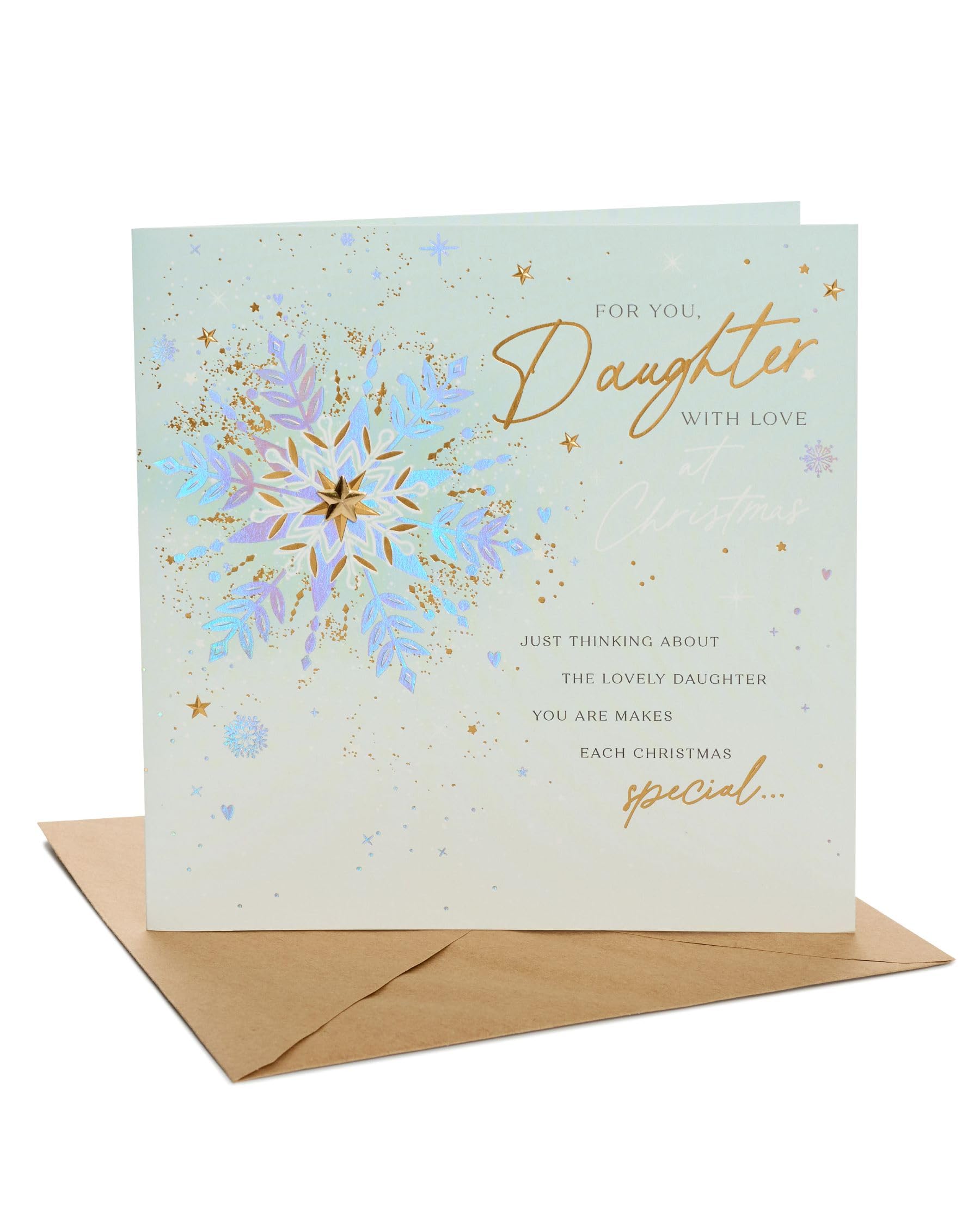 UK Greetings Christmas Card for Daughter - Snowflakes Design