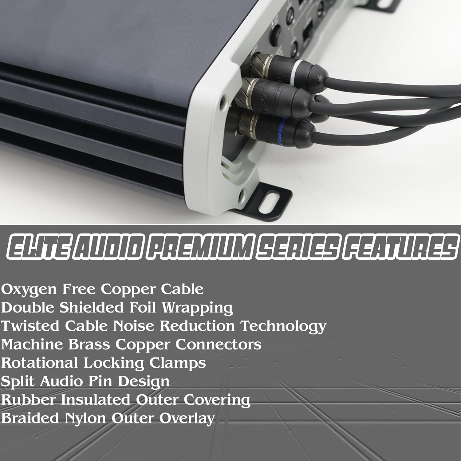 Elite Audio, EA-PRM415 + EA-PRM1.5, RCA Cable Bundle, 100 Percent OFC Copper Cable, Shielded and Twisted Wire, Male to Male Brass Connectors, 15 Feet 4-Channel and 1.5 Feet 2-Channel Pack