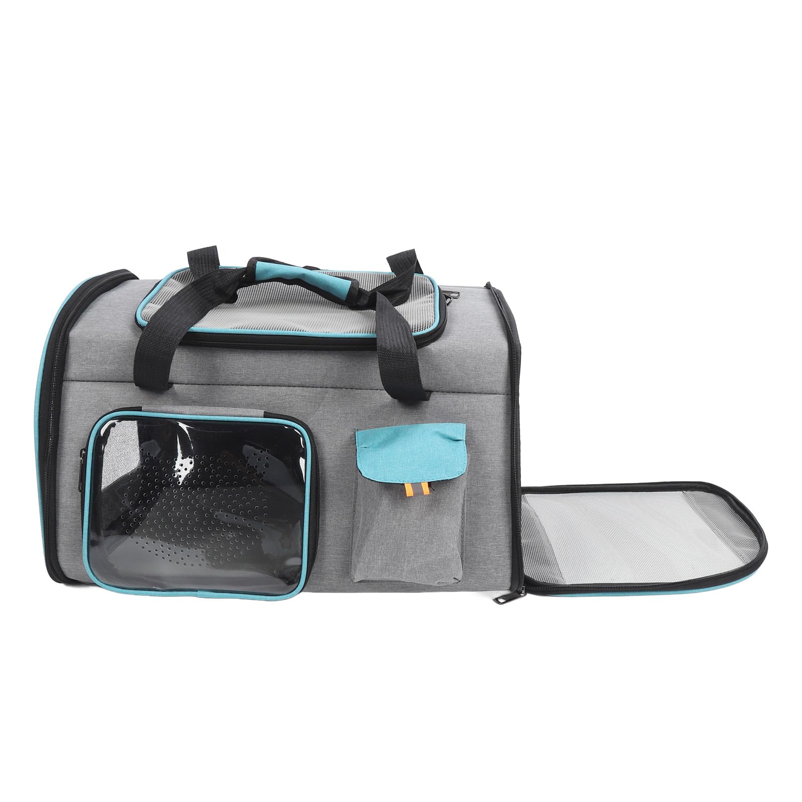Mochila transportadora para mascotas, malla transpirable, transportador portátil para gatos de gran capacidad, transportador para perros para viajes al aire libre, senderismo, (Gris y azul)