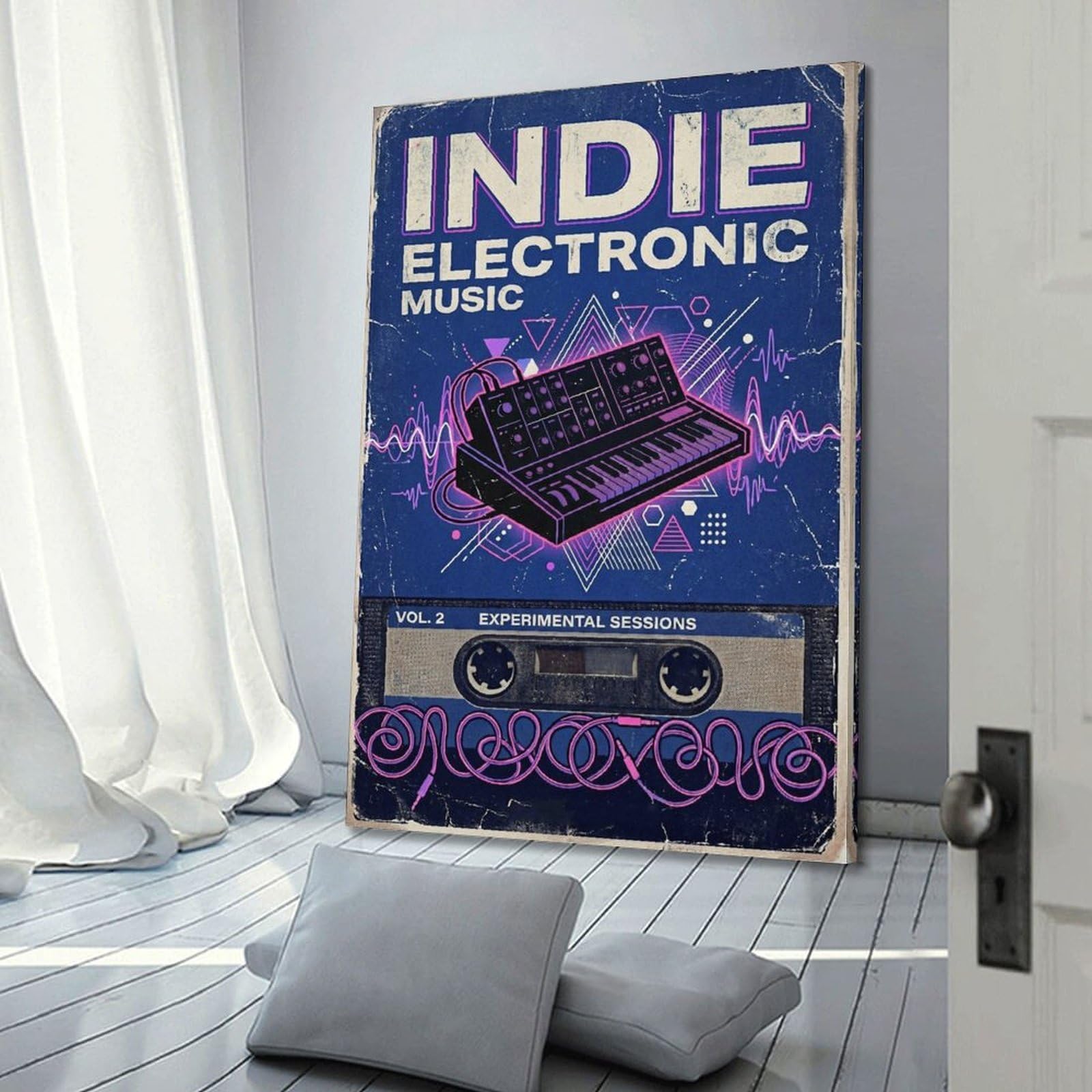 OKNGB Synthwave - Poster decorativo da parete con stampa artistica su tela, motivo: musica elettronica indie, decorazione moderna, per camera da letto, 40 x 60 cm