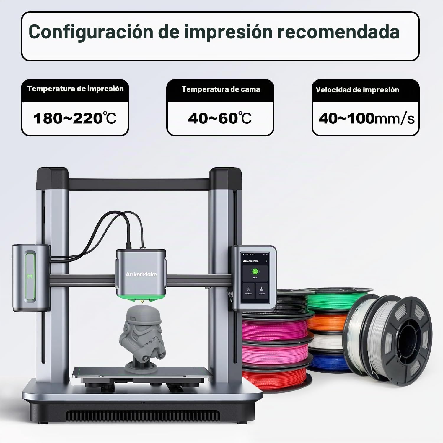 YOUSU 250g*10 Filamento PLA Alta Velocidad 1.75mm, Filamentos PLA de Impresora 3D, HS-PLA Filamentos, 0.25kg/Carrete, Total 2.5kg, negro+blanco+gris+rojo+verde+azu+rosa+morado+naranja+transparente