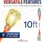 10ft Outdoor/Indoor Extension Cord 10/3 Gauge Ultra Heavy Duty 3 Prong SJTW, Waterproof, ETL Listed, Flexible Cold-Resistant Long Power Cord,15A 125V 1875W, Orange by LifeSupplyUSA